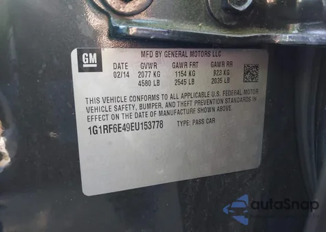 2014 Chevrolet Volt from USA, damaged, VIN 1G1RF6E49EU153778